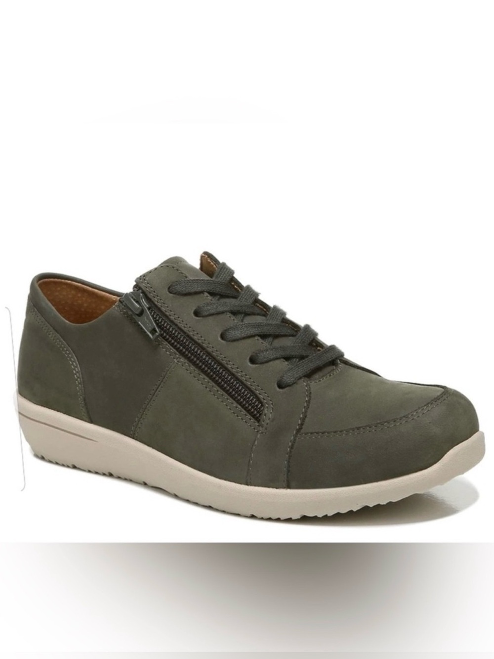 VIONIC Green Suede Magnolia Zipper Nubuck Abigail Olive Womens Size 7.5